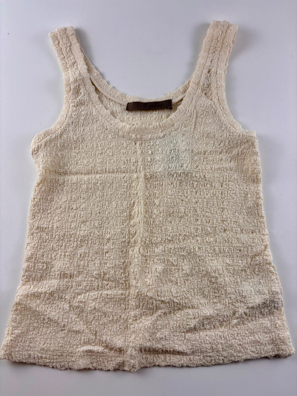 NWT Enza Costa Puckered Textured Tank Top Vanilla $195